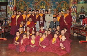 The Governor of Arunachal Pradesh Shri P.B. Acharya with Lamas at Dirang Monastery on 7th April 2017. 